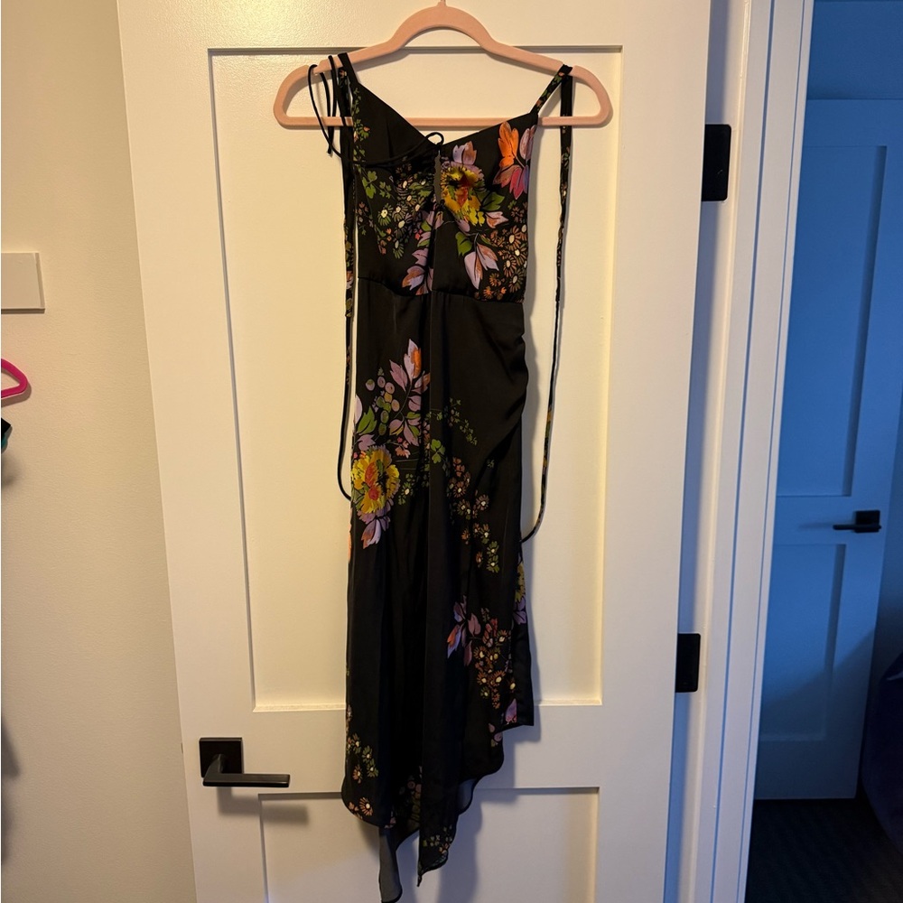 Urban Outfitters Black Asymmetrical Dress with Floral Design